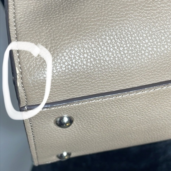 Chaps Tan Taupe Satchel Handbag | FREE Pearl Charm - Picture 6 of 9